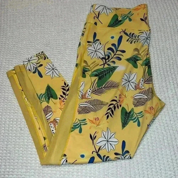 Zyia Active Yellow Floral Print Leggings G10 - Picture 2 of 5